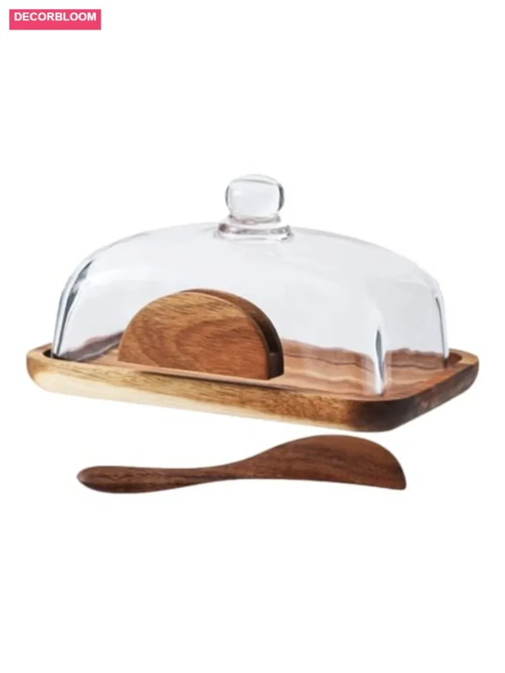 Vintage Wooden Bread Box with Glass Cover for Homemade Loaf Countertop Storage